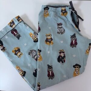 PJ Salvage Light Blue Cat Print Pajama Pants Medium Soft